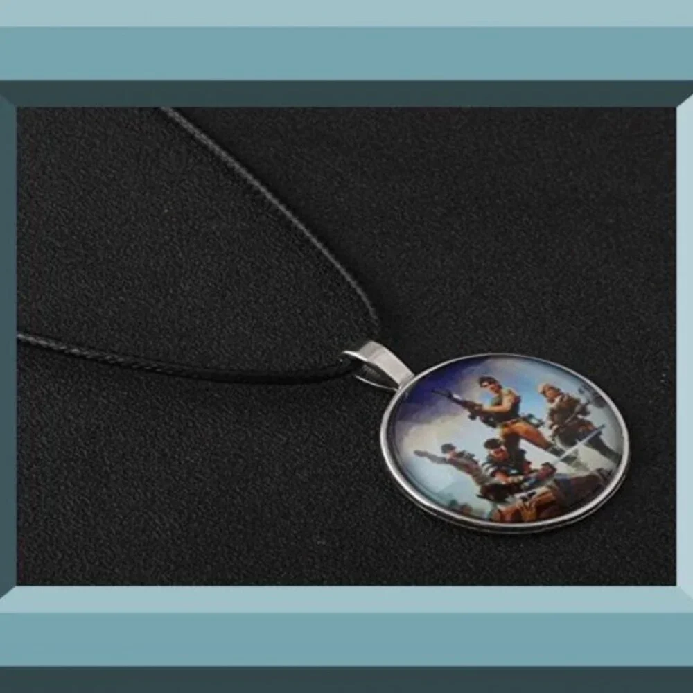 Silver Tone Fortnite Theme Necklace Unisex